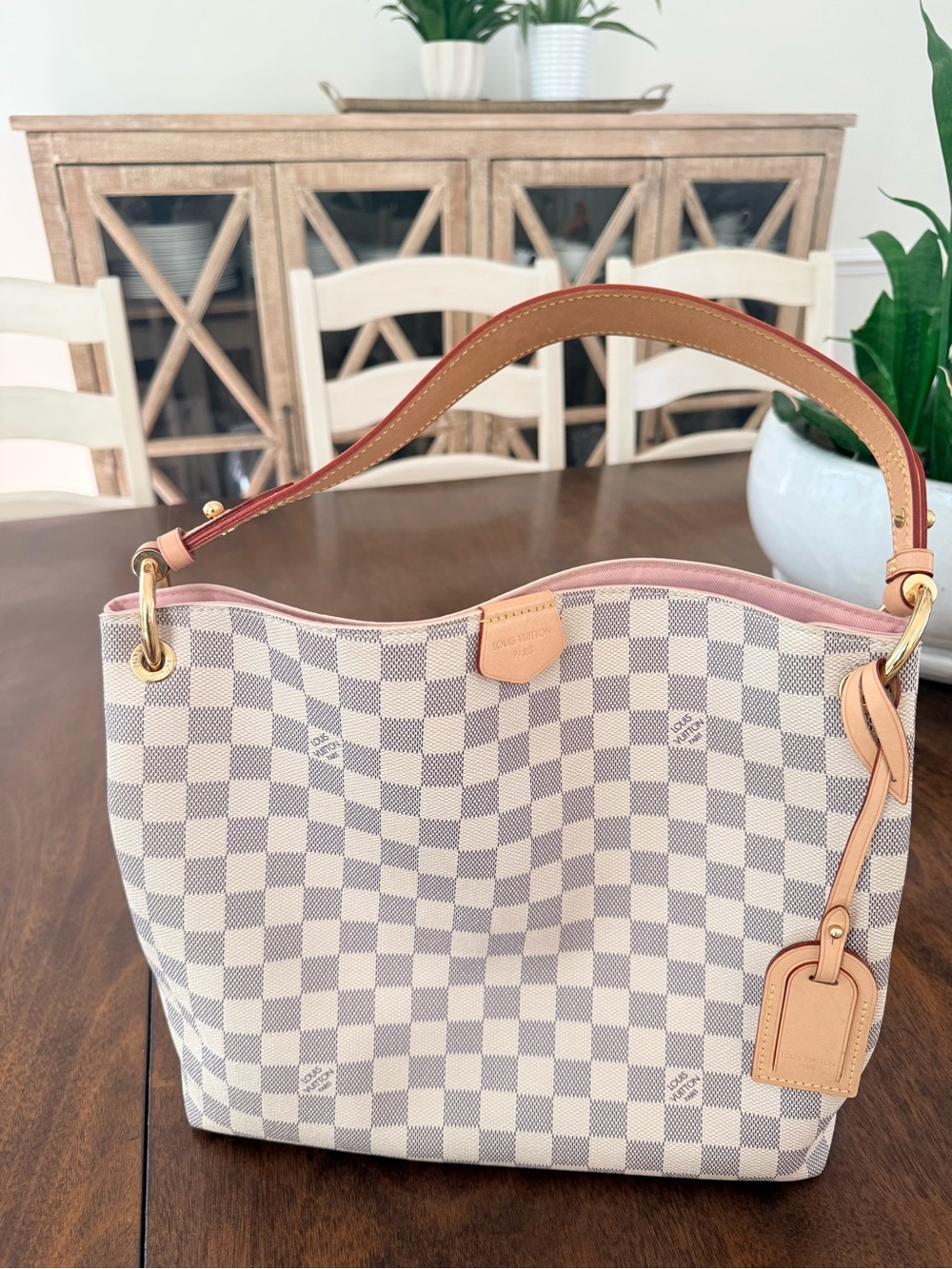 Louis Vuitton Damier Azur Graceful PM with rose ballerine interior - Picture 15 of 15